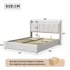 Fortuna lai Lit capitonné 160x200cm, lit coffre avec 2 USB+1 interface type-c, Rangement sous le lit,Beige* Lit Coffre