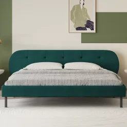 Concept Usine Lit capitonné 140x190cm vert avec tête de lit et sommier - TULSA* Lit Double