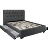 Lit CHELSEA 160x200 + 4 tiroirs + sommier / Gris foncé>Weber Industries Online