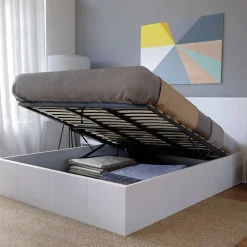 Lit coffre 2 places 160x200cm blanc avec sommier BACELAN>Bb Loisir Clearance