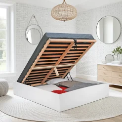 Lit coffre 2 places 140x190cm couleur Blanc avec sommier BILYBA>Bb Loisir Clearance
