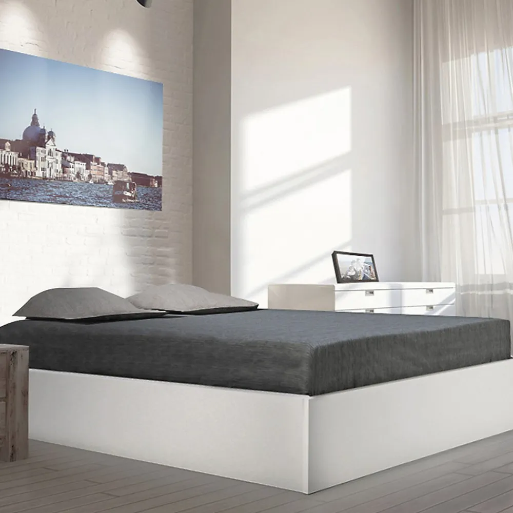 Lit coffre 2 places 140x190cm couleur Blanc avec sommier BILYBA>Bb Loisir Clearance