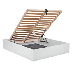 Bb Loisir Lit coffre 2 places 160x200cm couleur Blanc avec sommier BILYBA* Lit Coffre