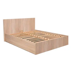 Bb Loisir Lit coffre 2 places 160x200cm couleur chêne avec sommier MARO* Lit Coffre