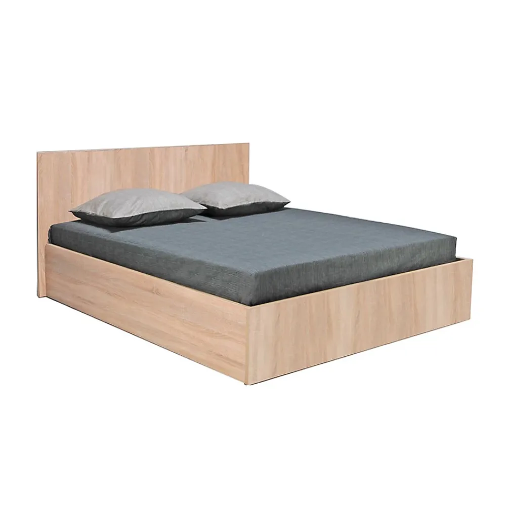 Bb Loisir Lit coffre 2 places 160x200cm couleur chêne avec sommier MARO* Lit Coffre