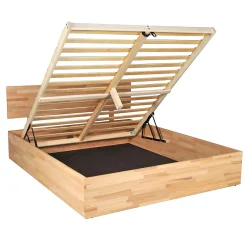 Bb Loisir Lit coffre 2 places 160x200cm Hêtre massif huilé avec sommier MALI* Lit Coffre