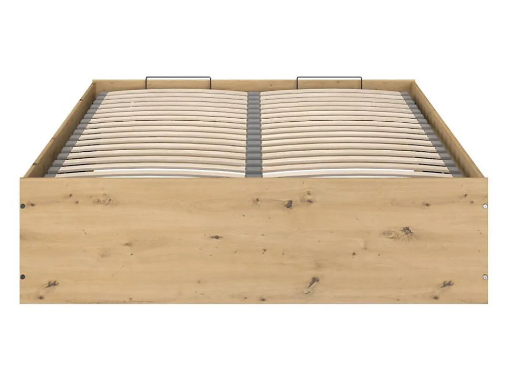 Lit coffre 140 x 190 cm - Coloris : Naturel et noir + Matelas - LUDARO>Vente-unique Hot