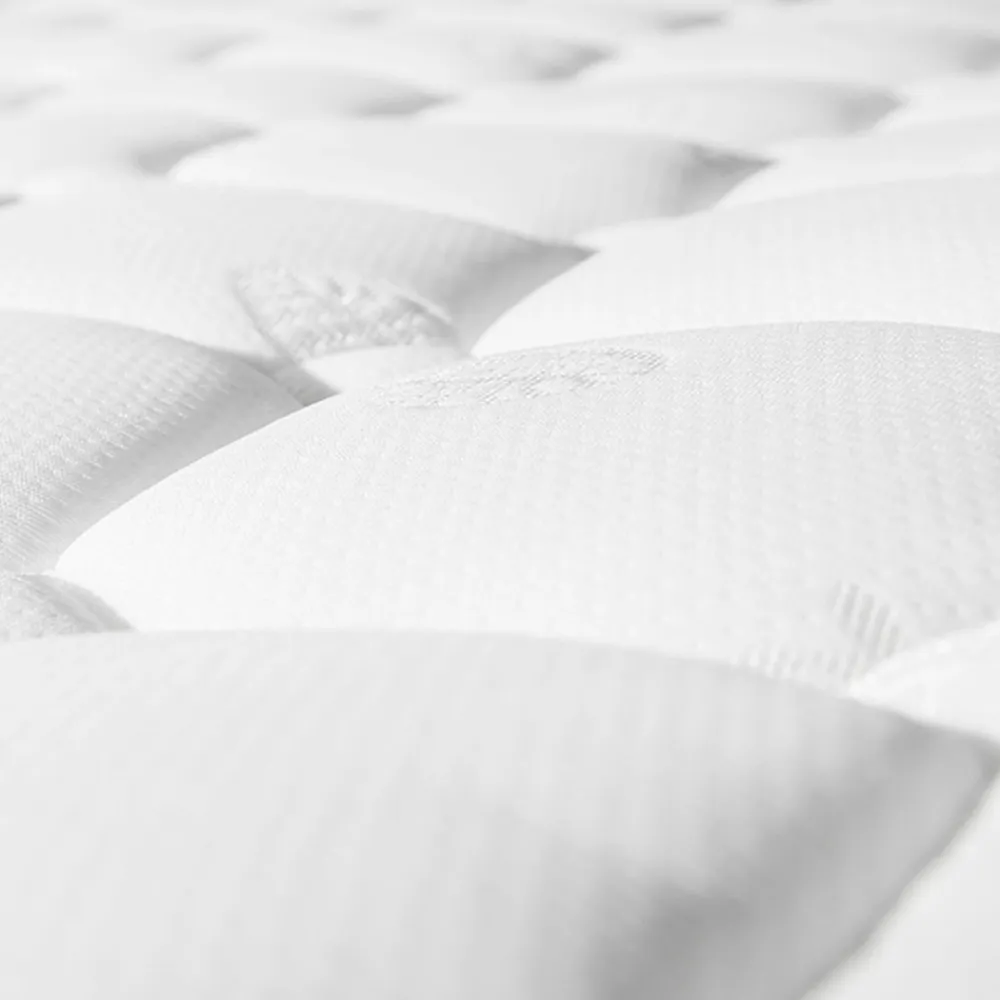 Lit coffre 140 x 200 cm - Lit double capitonné avec sommier à lattes et charge USB Type C - Coton et métal - avec Matelas - Beige>Okwish Online