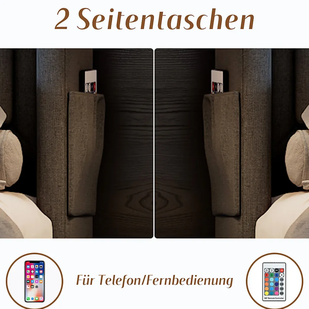 Lit Coffre 160 x 200 Cm - Lit Double avec Tête de Lit LED et Charge USB C - Bois, Coton, Métal - avec Matelas - Gris>Okwish Outlet