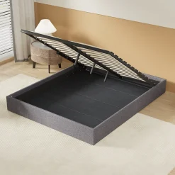 Lit Coffre 120 x 190 cm - Sommier à lattes en bois - Cadre en tissu gris>November Sale