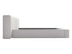 Lit coffre 140 x 190 cm - Tissu - Gris clair + Matelas - TIMANO><noscript><img width=