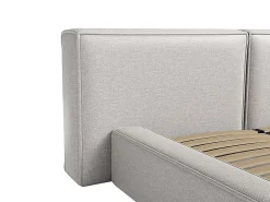Lit coffre 140 x 190 cm - Tissu - Gris clair + Matelas - TIMANO><noscript><img width=