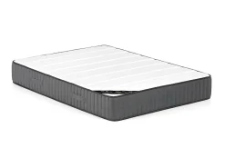 Lit coffre 140 x 190 cm - Tissu - Gris clair + Matelas - TIMANO><noscript><img width=