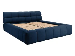 Lit coffre 160 x 200 cm - Tissu - Bleu nuit - FORVIK II>Vente-unique Outlet