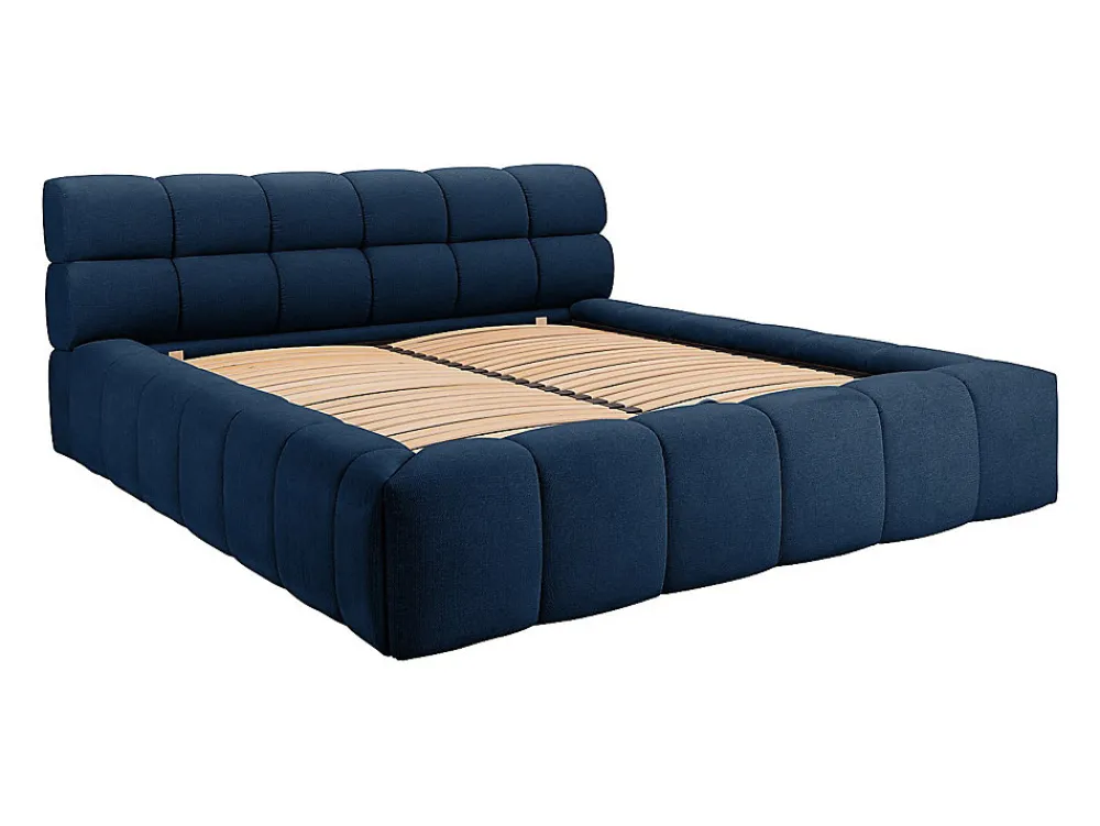 Lit coffre 160 x 200 cm - Tissu - Bleu nuit - FORVIK II>Vente-unique Outlet