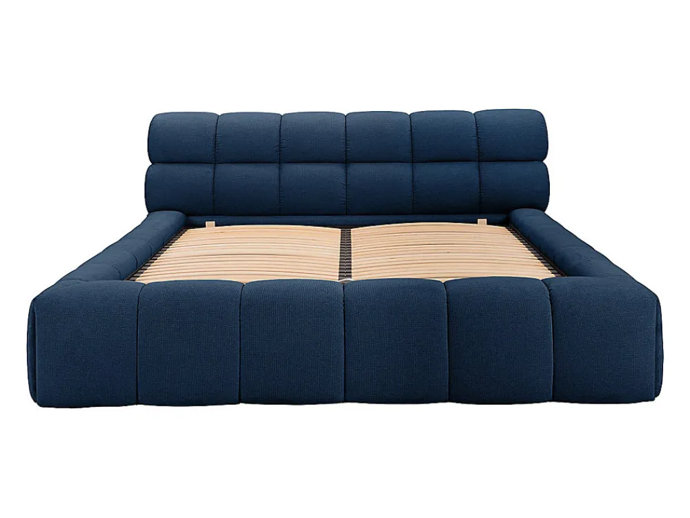 Lit coffre 160 x 200 cm - Tissu - Bleu nuit - FORVIK II>Vente-unique Outlet