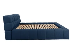 Lit coffre 160 x 200 cm - Tissu - Bleu nuit - FORVIK II><noscript><img width=