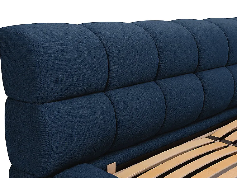 Lit coffre 160 x 200 cm - Tissu - Bleu nuit - FORVIK II>Vente-unique Outlet