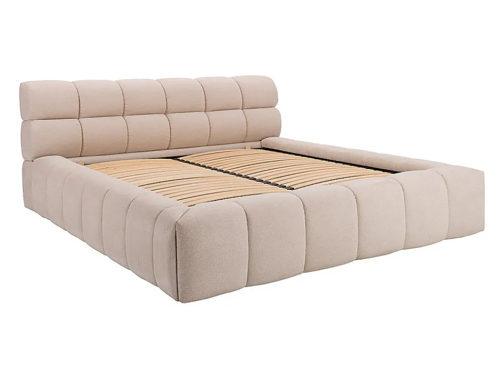 Lit coffre 160 x 200 cm - Tissu - Beige + Matelas - FORVIK II>Vente-unique Clearance
