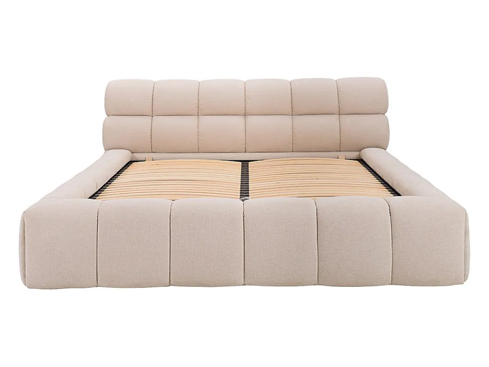Lit coffre 160 x 200 cm - Tissu - Beige + Matelas - FORVIK II>Vente-unique Clearance
