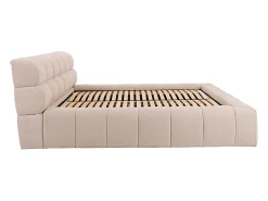 Lit coffre 160 x 200 cm - Tissu - Beige + Matelas - FORVIK II><noscript><img width=