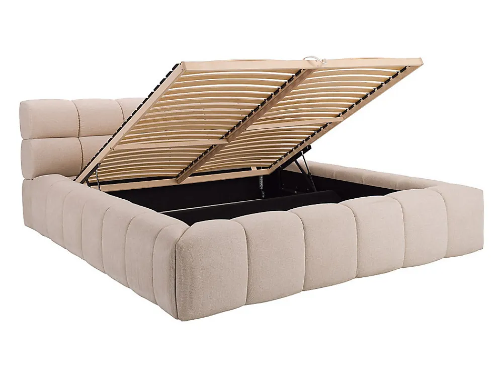 Lit coffre 160 x 200 cm - Tissu - Beige + Matelas - FORVIK II>Vente-unique Clearance