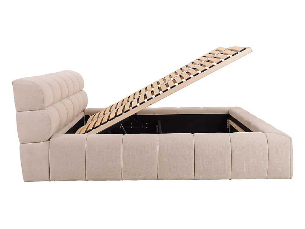 Lit coffre 160 x 200 cm - Tissu - Beige + Matelas - FORVIK II>Vente-unique Clearance