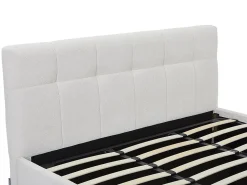 Vente-unique Lit coffre 180 x 200 cm - Tissu bouclette - Blanc + Matelas - MAZIRI* Ensemble Sommier Et Matelas