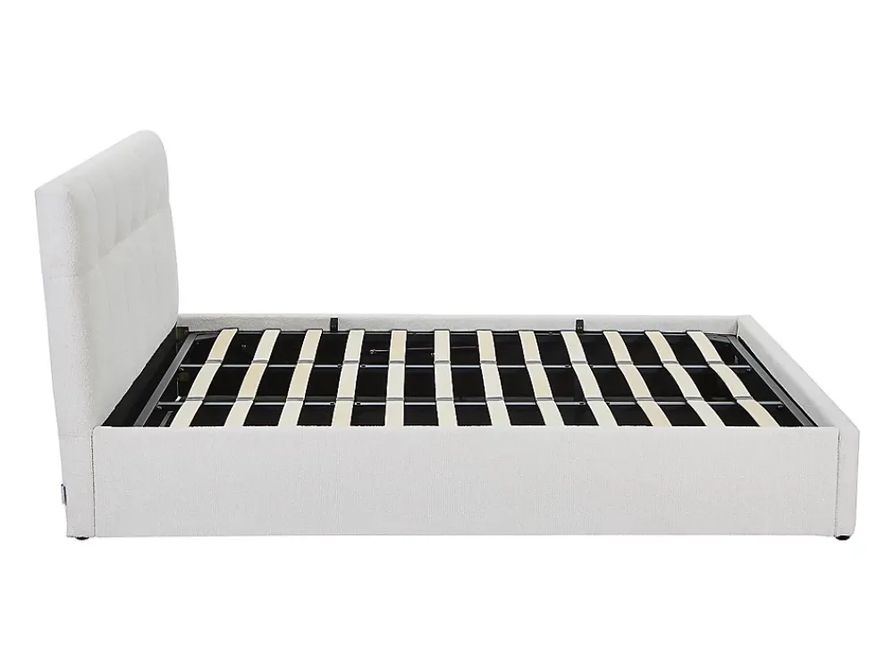 Vente-unique Lit coffre 180 x 200 cm - Tissu bouclette - Blanc + Matelas - MAZIRI* Ensemble Sommier Et Matelas