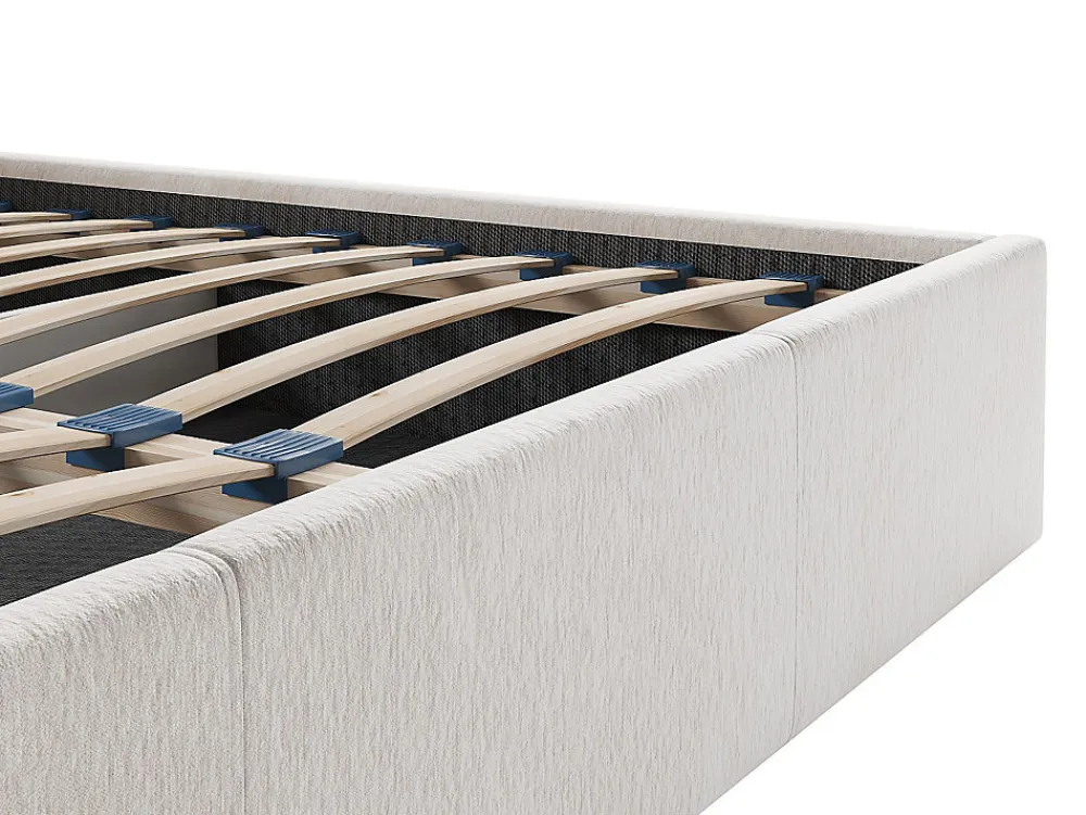 Vente-unique Lit coffre 140 x 190 cm - Tissu texturé - Crème + Matelas - JUSTANI* Ensemble Sommier Et Matelas