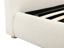Lit coffre 160 x 200 cm - Tissu bouclette - Blanc + Matelas - VANARI><noscript><img width=
