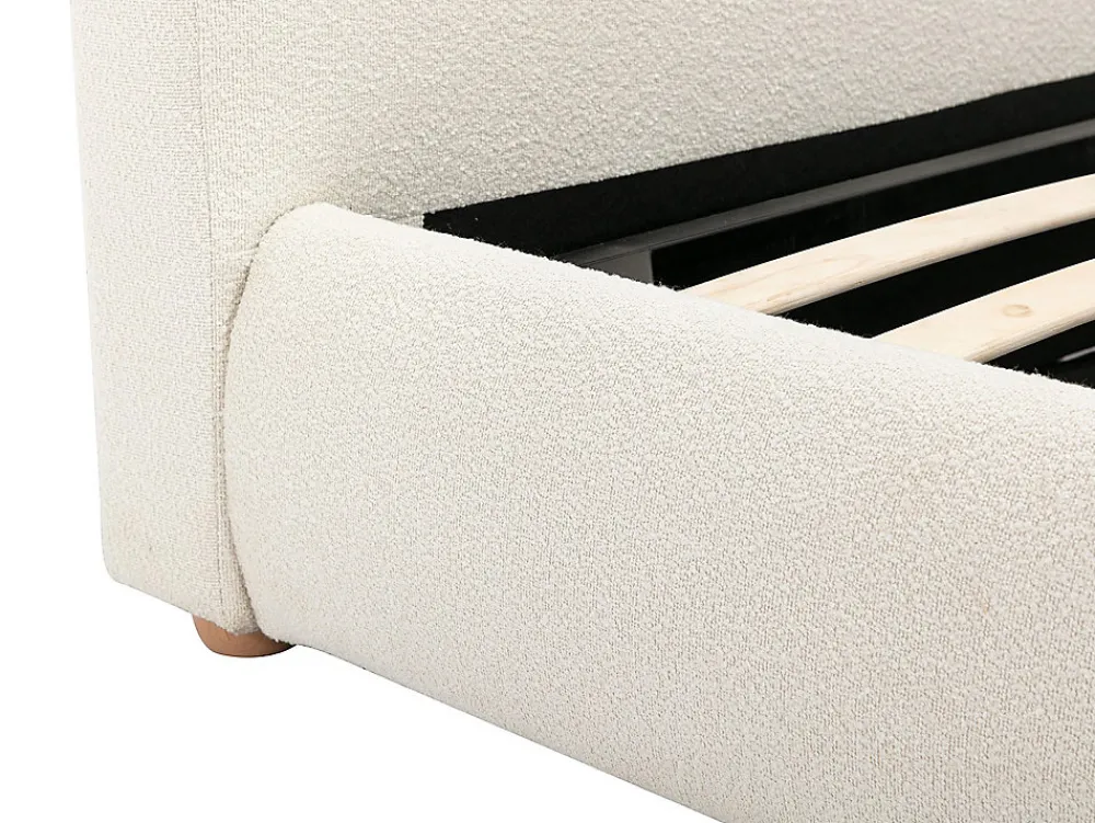 Lit coffre 160 x 200 cm - Tissu bouclette - Blanc + Matelas - VANARI>Vente-unique Outlet