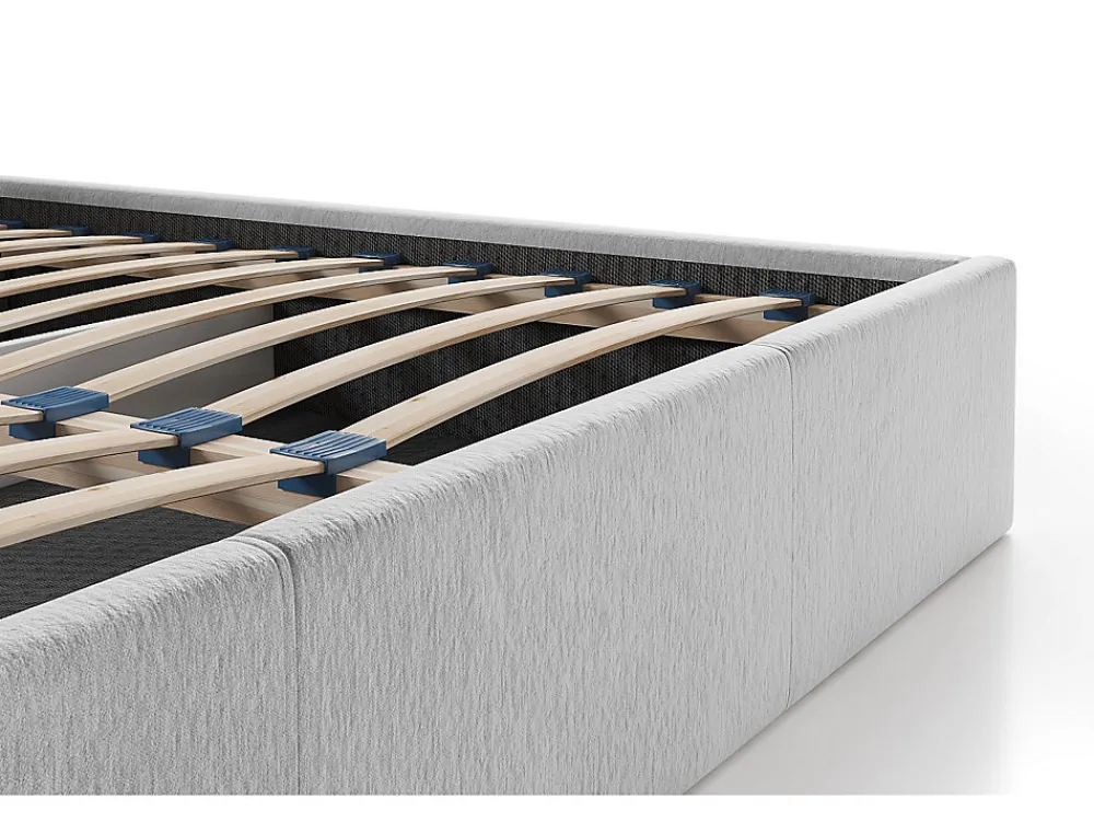 Lit coffre 200 x 200 cm - Tissu texturé - Gris + Matelas - JUSTANI>Vente-unique Clearance