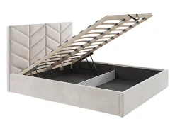 Vente-unique Lit coffre 180 x 200 cm - Tissu texturé - Crème - JUSTANI* Lit Coffre
