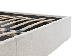 Vente-unique Lit coffre 180 x 200 cm - Tissu texturé - Crème - JUSTANI* Lit Coffre