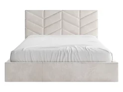 Vente-unique Lit coffre 180 x 200 cm - Tissu texturé - Crème - JUSTANI* Lit Coffre