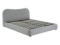 Lit coffre 180 x 200 cm - Tissu - Gris clair + Matelas - VANARI><noscript><img width=