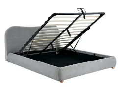 Lit coffre 180 x 200 cm - Tissu - Gris clair + Matelas - VANARI><noscript><img width=
