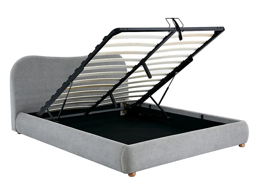 Lit coffre 180 x 200 cm - Tissu - Gris clair + Matelas - VANARI>Vente-unique Clearance