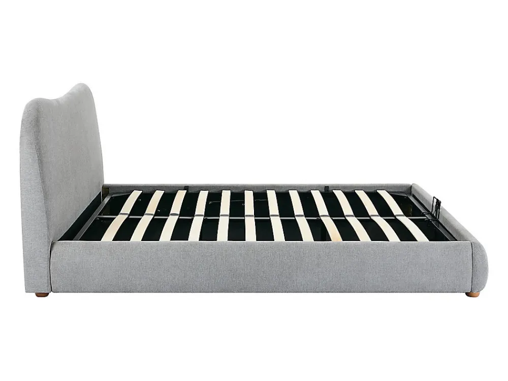 Lit coffre 180 x 200 cm - Tissu - Gris clair + Matelas - VANARI>Vente-unique Clearance