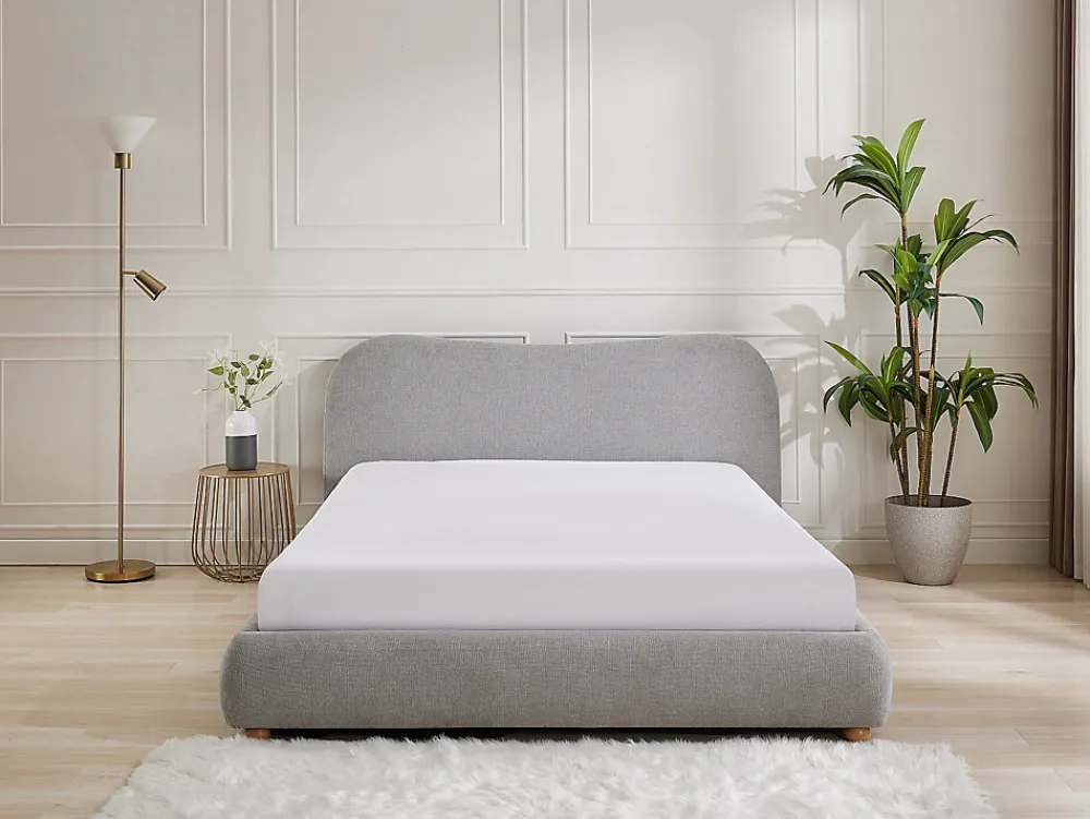 Lit coffre 180 x 200 cm - Tissu - Gris clair + Matelas - VANARI>Vente-unique Clearance