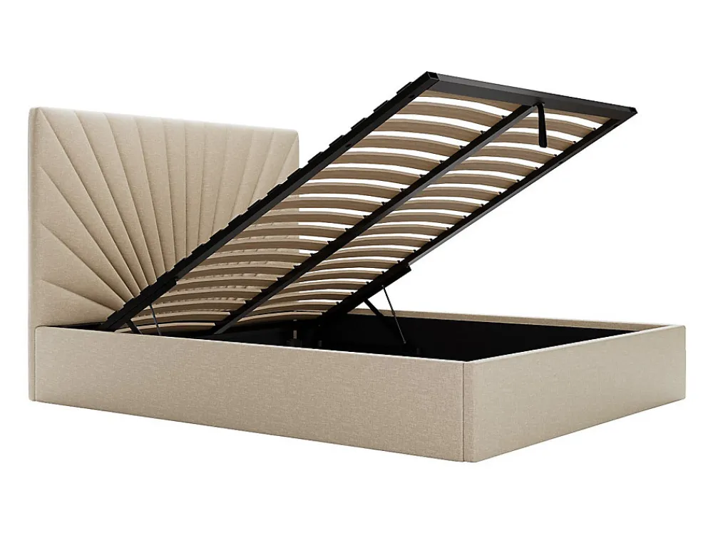 Lit coffre 180 x 200 cm - Tissu - Beige + Matelas - RILIODA>Vente-unique Clearance