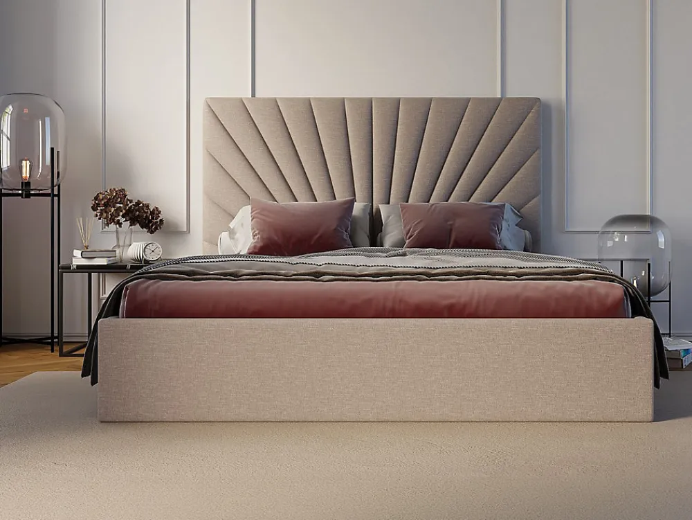 Lit coffre 180 x 200 cm - Tissu - Beige + Matelas - RILIODA>Vente-unique Clearance