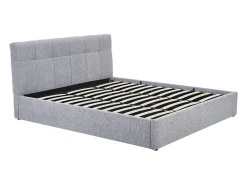Lit coffre 180 x 200 cm - Tissu bouclette - Gris - MAZIRI>Vente-unique Clearance