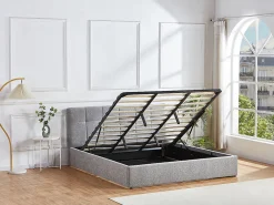 Lit coffre 180 x 200 cm - Tissu bouclette - Gris - MAZIRI>Vente-unique Clearance