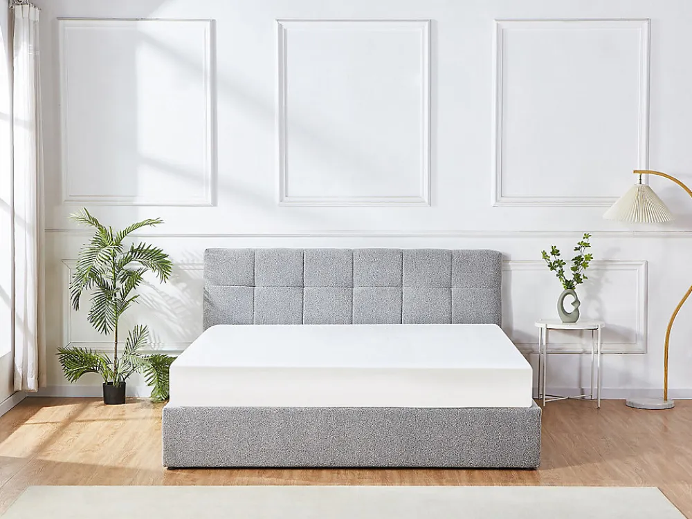 Lit coffre 180 x 200 cm - Tissu bouclette - Gris - MAZIRI>Vente-unique Clearance