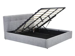 Lit coffre 180 x 200 cm - Tissu bouclette - Gris - MAZIRI><noscript><img width=