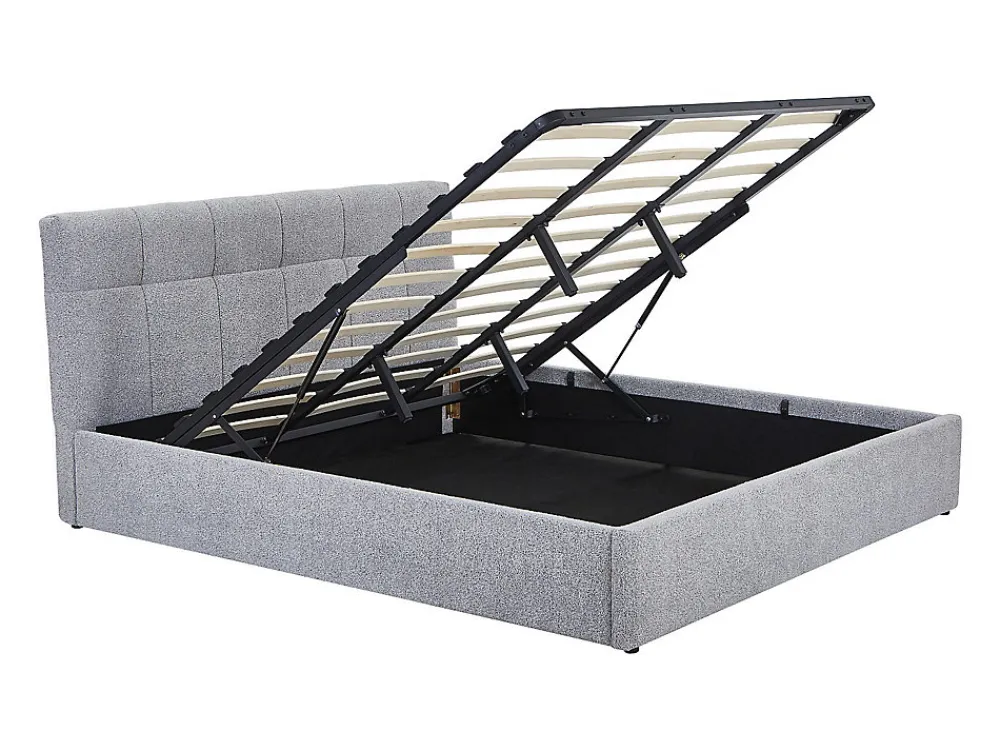 Lit coffre 180 x 200 cm - Tissu bouclette - Gris - MAZIRI>Vente-unique Clearance