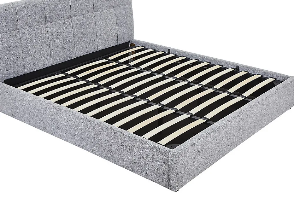 Lit coffre 180 x 200 cm - Tissu bouclette - Gris - MAZIRI>Vente-unique Clearance
