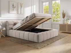 Lit coffre 160 x 200 cm - Tissu - Gris clair - FORVIK>Vente-unique Clearance
